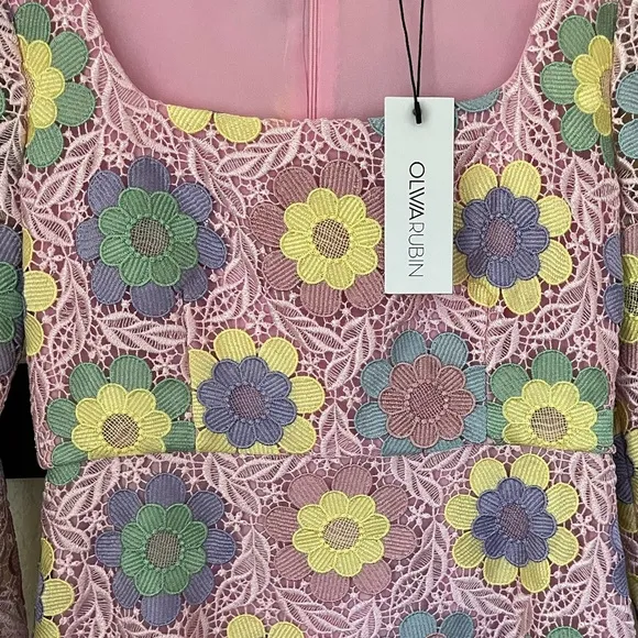 NWT | OLIVIA RUBIN | Luella Pink Lace Mini Dress | Size 6
