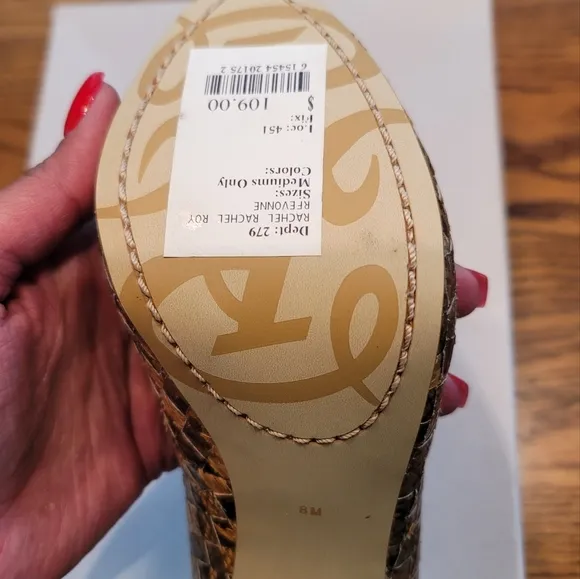 NWT Rachel Roy Snakeskin Mustard Yellow Gold Gray Taupe Tan Beige Peep Toe Heels