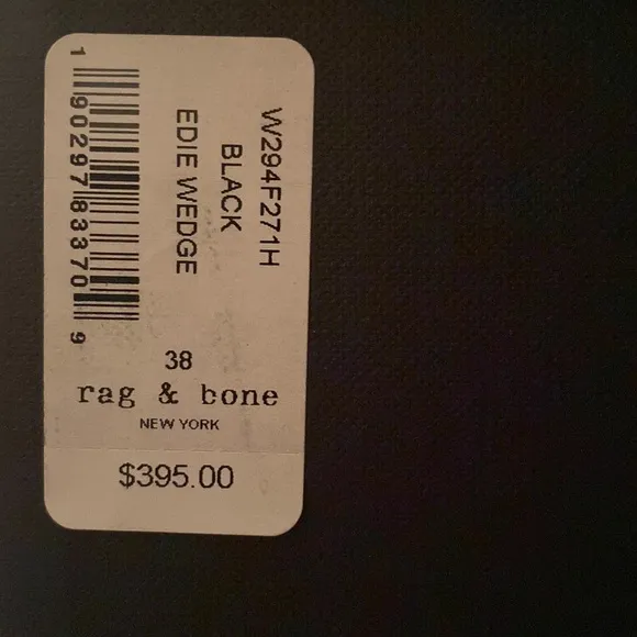 NWT rag &amp; bone Edie Wedge Black Espadrille MSRP $395 Size 8