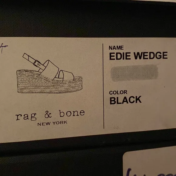 NWT rag &amp; bone Edie Wedge Black Espadrille MSRP $395 Size 8