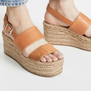NWT rag &amp; bone Edie Wedge Tobacco Espadrille MSRP $395 Size 8