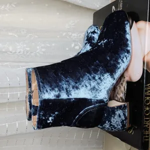 NWT Sam Edelman Circus NY Turquoise Crushed Velvet Ozzie Block Heel Bootie Sz8