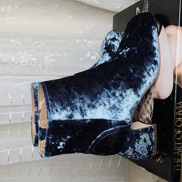 NWT Sam Edelman Circus NY Turquoise Crushed Velvet Ozzie Block Heel Bootie Sz8