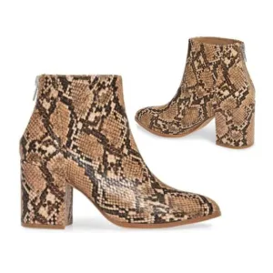 NWT Steve Madden Juliana Snakeskin Embossed Pointed Toe Block Heel Ankle Booties