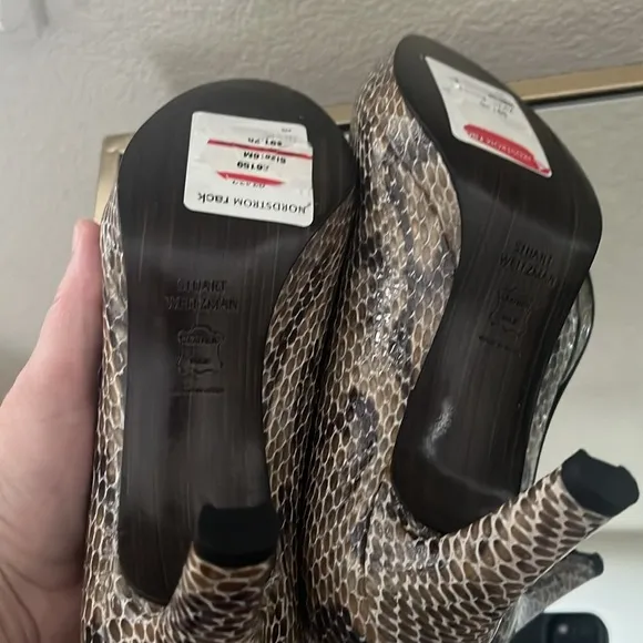 NWT Stuart Weitzman Brown Peep Toe Pumps