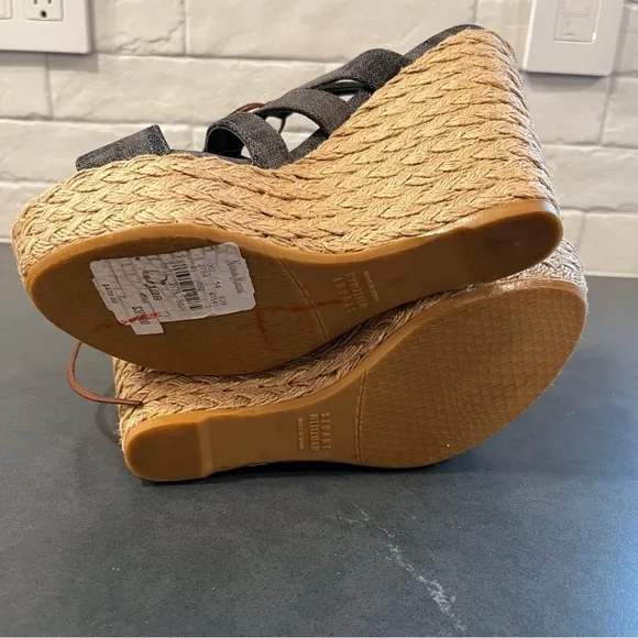 NWT Stuart Weitzman sz 8.5 denim color lace up espadrille sandals