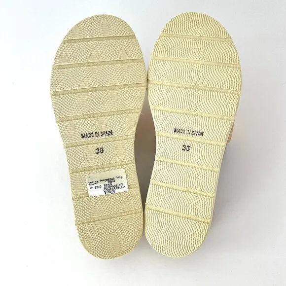 NWT  Sz 8 Kanna Leather Metallic Champagne Gold Mule Slide Espadrille Sandals