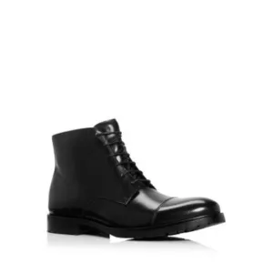 NWT THE MENS STORE Mens Black Cap Toe Block Heel Leather Boots Shoes 10.5