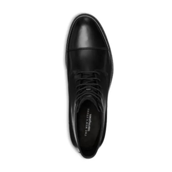 NWT THE MENS STORE Mens Black Cap Toe Block Heel Leather Boots Shoes 10.5