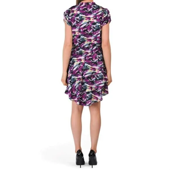 NWT Vertigo Printed Tiered Ruffle Hi-low Hem Mini Dress