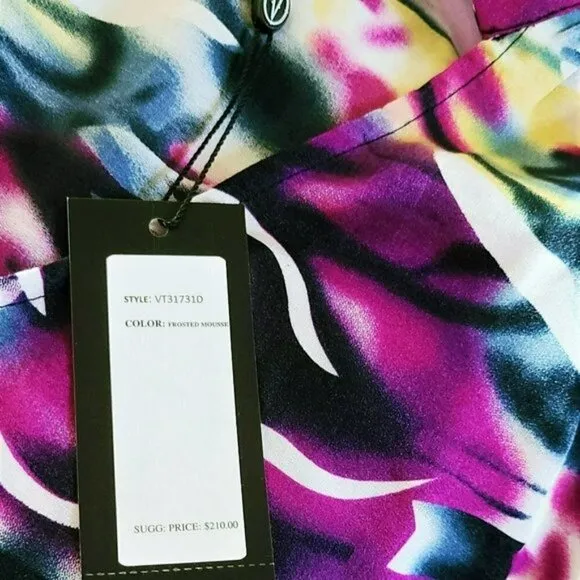 NWT Vertigo Printed Tiered Ruffle Hi-low Hem Mini Dress