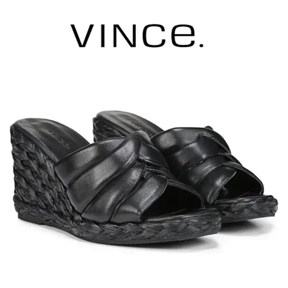 NWT Vince. Gilian Espadrille Wedge Platform Slide Leather Sandals