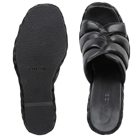 NWT Vince. Gilian Espadrille Wedge Platform Slide Leather Sandals