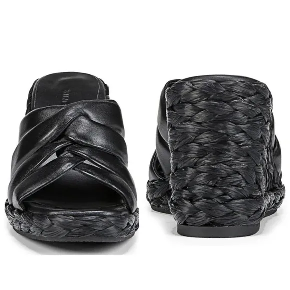 NWT Vince. Gilian Espadrille Wedge Platform Slide Leather Sandals