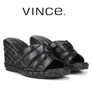 NWT Vince. Gilian Espadrille Wedge Platform Slide Leather Sandals