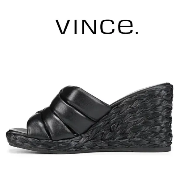 NWT Vince. Gilian Espadrille Wedge Platform Slide Leather Sandals