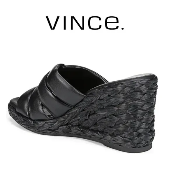 NWT Vince. Gilian Espadrille Wedge Platform Slide Leather Sandals