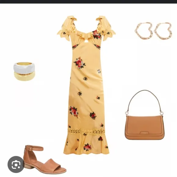 NWT XS BALI Santa Cruz Ruffle Dress Free People Golden Sands  Gorgeous dress