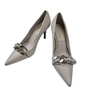 NWT/NWOB Karl Lagerfeld Leather Shivani Chain &amp; Pear Embellished Heels Size 9