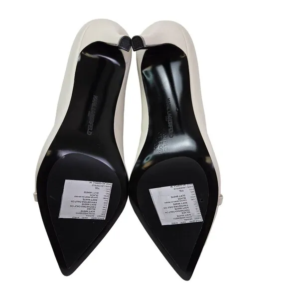 NWT/NWOB Karl Lagerfeld Leather Shivani Chain &amp; Pear Embellished Heels Size 9