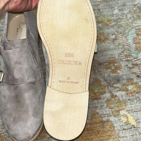 Oca loca grey suede double buckle dress shoes big boy sz 37 designer made in Spa