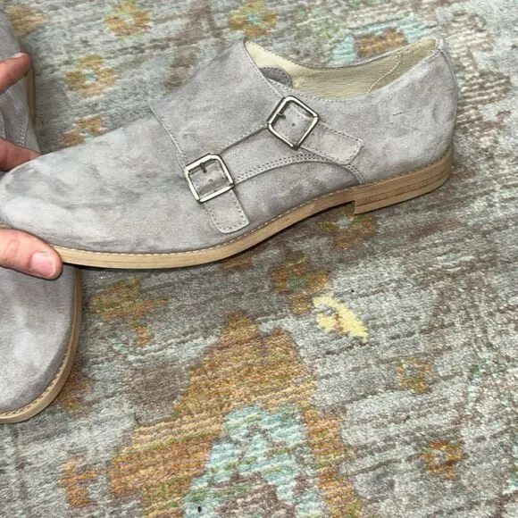 Oca loca grey suede double buckle dress shoes big boy sz 37 designer made in Spa