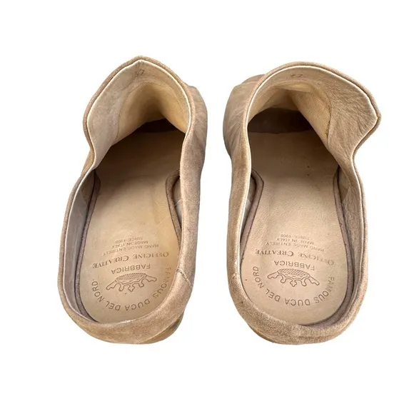 Oficine Creative Adele Sandal Beige Suede Leather Block Heel Mules Italian Shoes