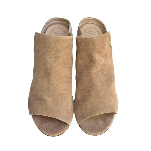 Oficine Creative Adele Sandal Beige Suede Leather Block Heel Mules Italian Shoes