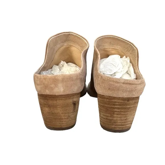 Oficine Creative Adele Sandal Beige Suede Leather Block Heel Mules Italian Shoes