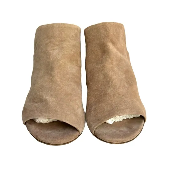Oficine Creative Adele Sandal Beige Suede Leather Block Heel Mules Italian Shoes