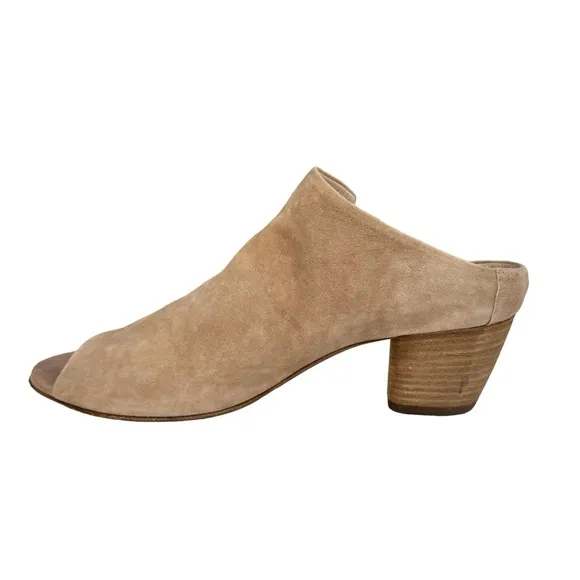 Oficine Creative Adele Sandal Beige Suede Leather Block Heel Mules Italian Shoes