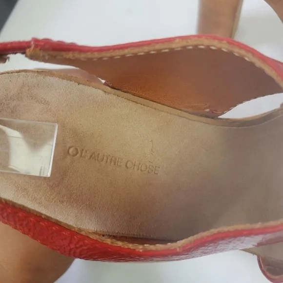 Ol'Autre Chose Red Platform Slingback Sandals Wood Heel Size 36 Made In Italy