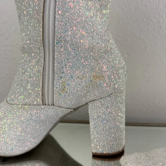 OLD CUTLER White Blue Unicorn Glitter Sabrina Carpenter Vibes Concert Ankle Boot