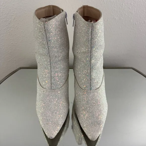 OLD CUTLER White Blue Unicorn Glitter Sabrina Carpenter Vibes Concert Ankle Boot