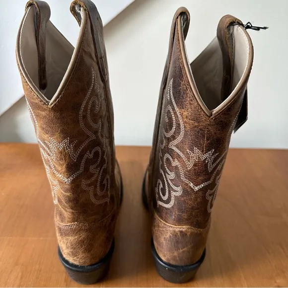 Old West Kids' 8&quot; Round Toe Boots - Distressed Brown