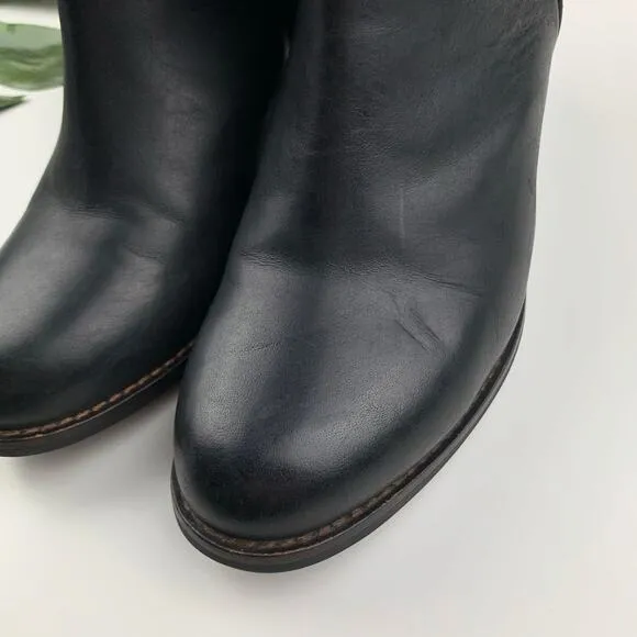 Olukai Ho'Ohilu Ankle Boots Black Leather Heels Studded Women's 9