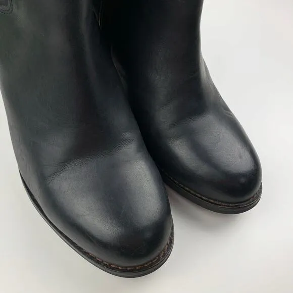 Olukai Ho'Ohilu Ankle Boots Black Leather Heels Studded Women's 9