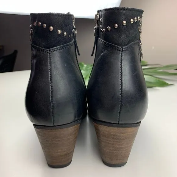 Olukai Ho'Ohilu Ankle Boots Black Leather Heels Studded Women's 9