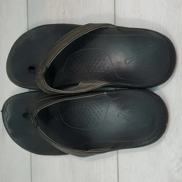 Olukai Mens Kumu Leather Sandals Flip Flop Flats shoes sz 13