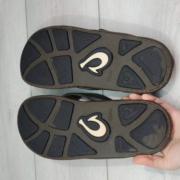 Olukai Mens Kumu Leather Sandals Flip Flop Flats shoes sz 13