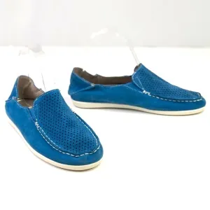 OluKai Nohea Perforated royal blue suede slip on loafers convertible heel size 7
