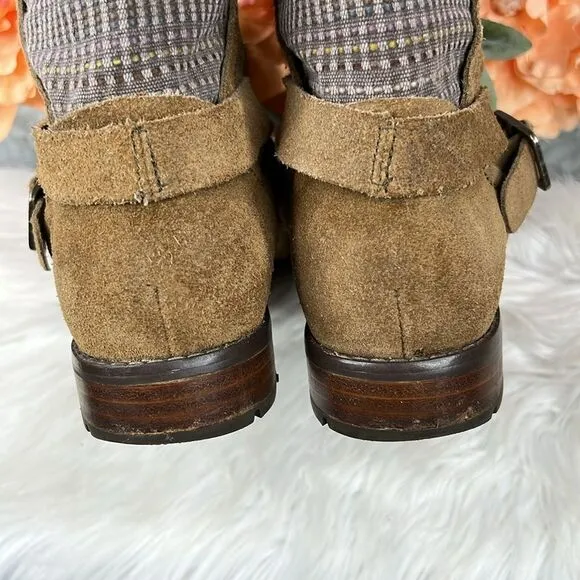Olukai Pa'la Brown Leather BuckleStrap Riding Low Heel Boots Women Sz 8