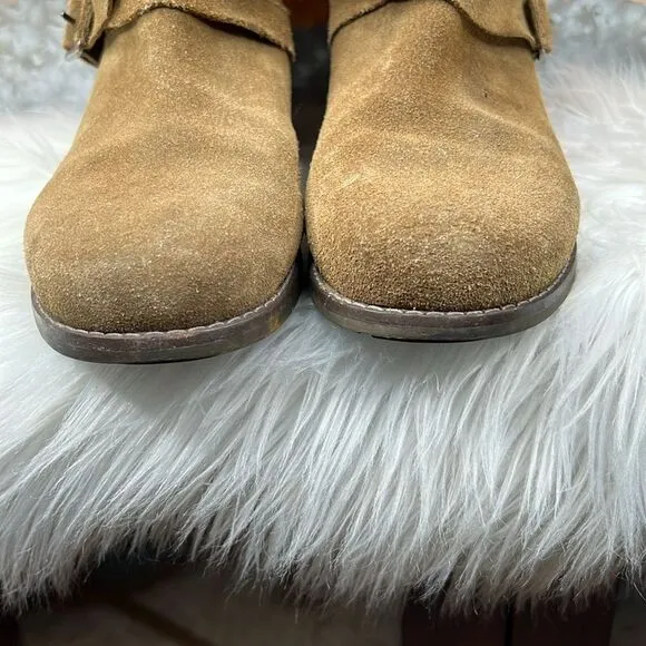 Olukai Pa'la Brown Leather BuckleStrap Riding Low Heel Boots Women Sz 8