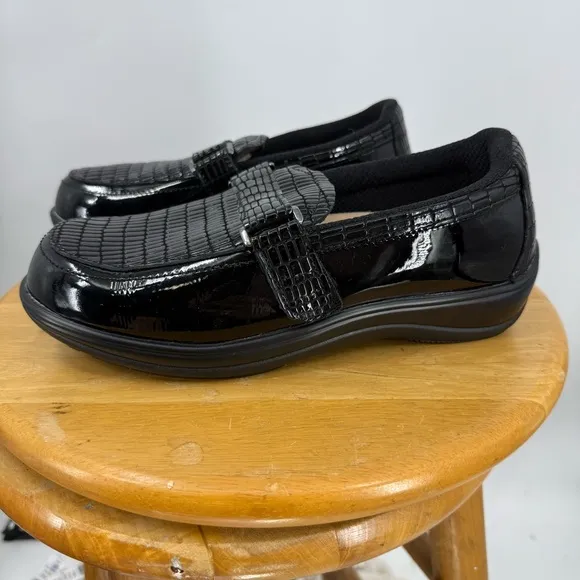 Ortho Feet 819 Chelsea Black Pathen Leather Slip On loafer Shoes Size 10D