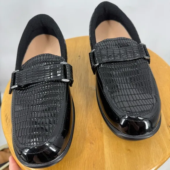Ortho Feet 819 Chelsea Black Pathen Leather Slip On loafer Shoes Size 10D