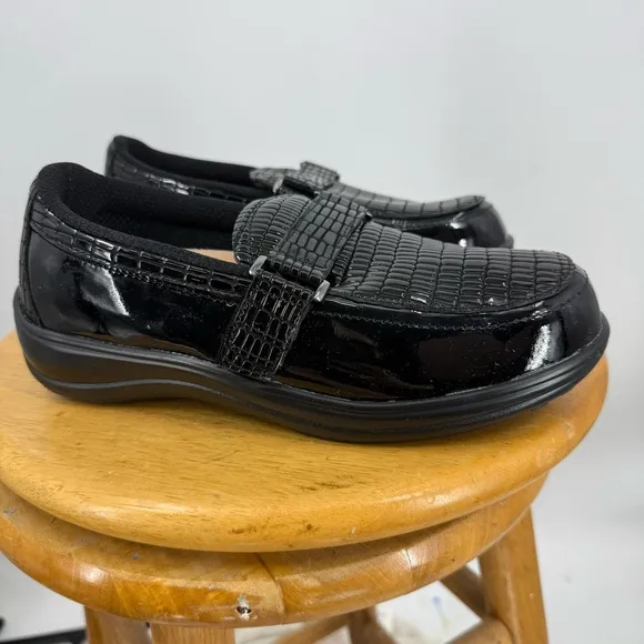 Ortho Feet 819 Chelsea Black Pathen Leather Slip On loafer Shoes Size 10D