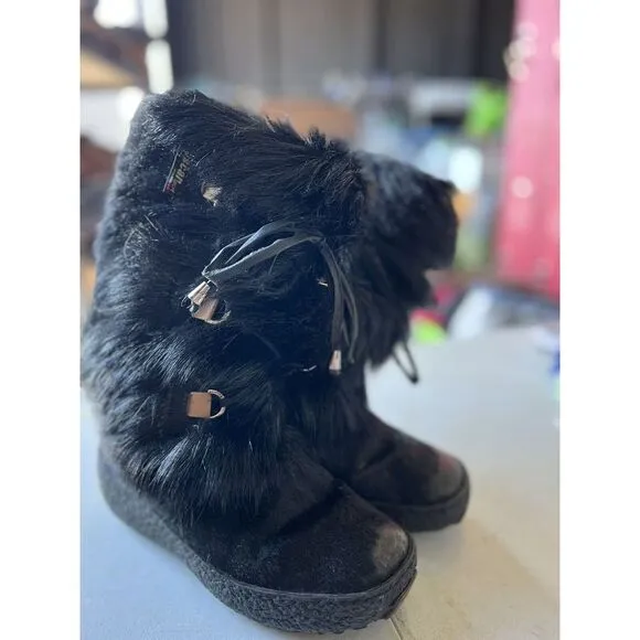 Oscar Sport Black Fur Winter Boots size 38‎