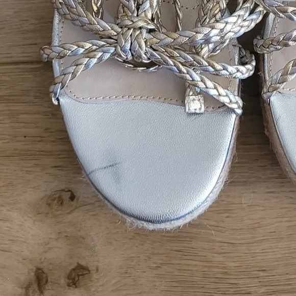 PAIGE Carson Platform Sandals Gold and Silver Braided Ankle Straps