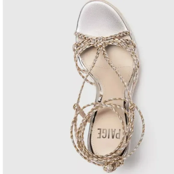 PAIGE Carson Platform Sandals Gold and Silver Braided Ankle Straps