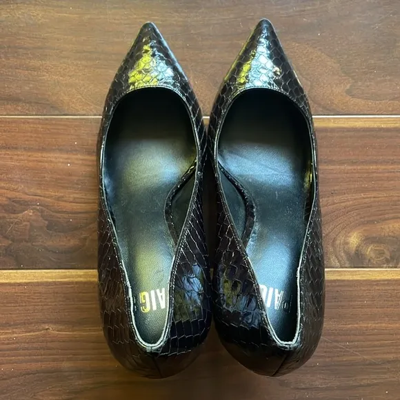 PAIGE Olivia Genuine Snakeskin Pump In Black Metallic- Size 9